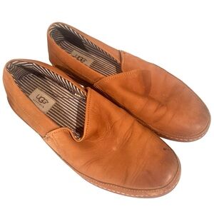 UGG Australia MENS Reefton Tab Leather Slip On Loafers Brown Size 10